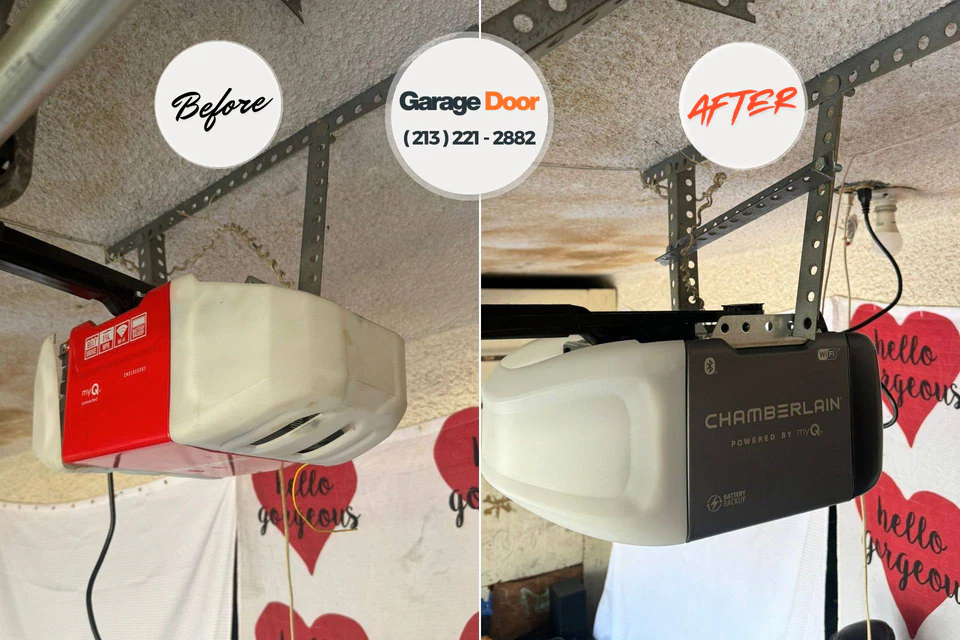 Before and after: garage door repair Keene, TX